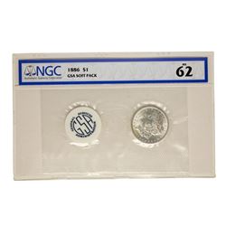 1886 $1 Morgan Silver Dollar Coin GSA Soft Pack NGC MS62