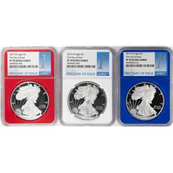Set of 2019-W $1 Proof American Silver Eagle Coins NGC PF70 Ultra Cameo Red White Blue