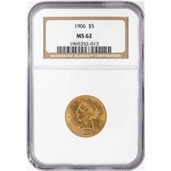1906 $5 Liberty Head Half Eagle Gold Coin NGC MS62