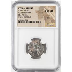 393-294 BC Attica Athens AR Tetradrachm Athena Owl Coin NGC CH XF