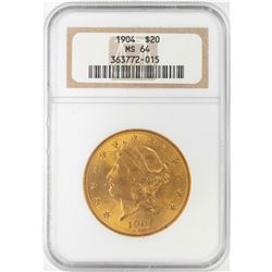 1904 $20 Liberty Head Double Eagle Gold Coin NGC MS64