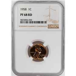 1958 Proof Lincoln Wheat Cent Coin NGC PF68RD