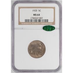1925 Buffalo Nickel Coin NGC MS64 CAC