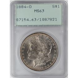 1884-O $1 Morgan Silver Dollar Coin PCGS MS63 Old Green Rattler