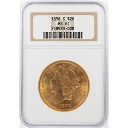 1896-S $20 Liberty Head Double Eagle Gold Coin NGC MS61