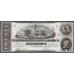 1863 $20 Confederate States of America Note