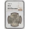 Image 1 : 1934 $1 Peace Silver Dollar Coin NGC MS63