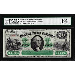 1872 $50 State of South Carolina Revenue Bond Obsolete Note PMG Choice Uncirculated 64