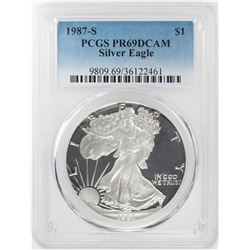 1987-S $1 Proof American Silver Eagle Coin PCGS PR69DCAM