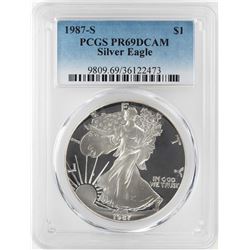 1987-S $1 Proof American Silver Eagle Coin PCGS PR69DCAM