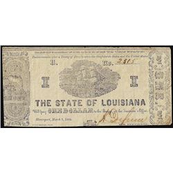 1864 $1 State of Louisiana Obsolete Note