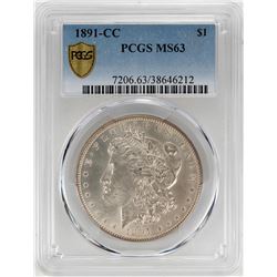 1891-CC $1 Morgan Silver Dollar Coin PCGS MS63