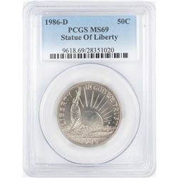 1986-D Statue of Liberty Commemorative Half Dollar Coin PCGS MS69
