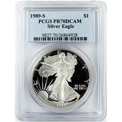 1989-S $1 Proof American Silver Eagle Coin PCGS PR70DCAM