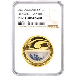 2007 Australia $100 Treasures - Sapphires Gold Coin NGC PF68 Ultra Cameo