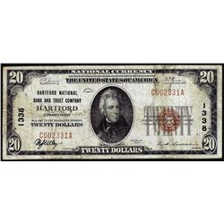 1929 $20 NB & Trust Hartford, CT CH# 1338 National Currency Note