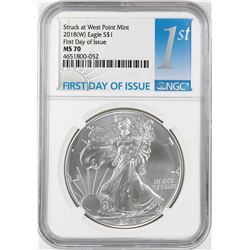 2018-(W) $1 American Silver Eagle Coin NGC MS70 First Day of Issue
