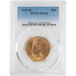1910-D $10 Indian Head Eagle Gold Coin PCGS MS62
