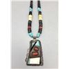 Image 2 : Multi-Stone Inlay, Double-Sided Necklace