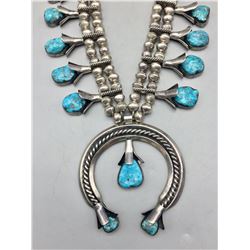 Carved Turquoise Squash Blossom Necklace