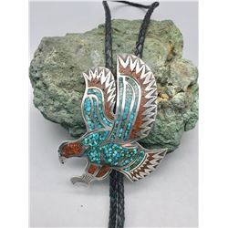 Navajo Inlay Eagle Themed Bolo