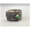 Image 3 : Nice Coin Silver Ingot Bracelet with Green Turquoise - Old School Style!