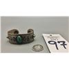 Image 9 : Nice Coin Silver Ingot Bracelet with Green Turquoise - Old School Style!