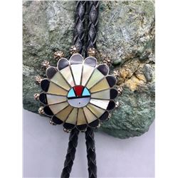 Vintage Zuni Inlay Sunface Bolo