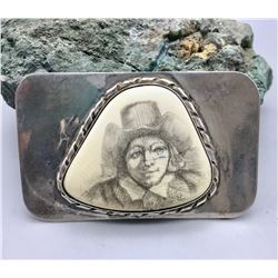 Vintage Scrimshaw Belt Buckle