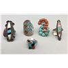 Image 1 : Five Vintage Inlay Rings