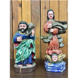 Two Folk Art Religious Santos