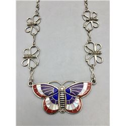 Zuni Inlay Butterfly Necklace