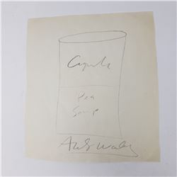 Signed Andy Warhol Campbell’s Pea Soup Sketch