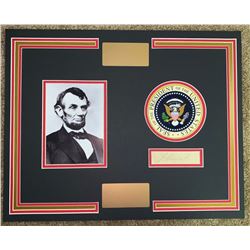 Framed Abraham Lincoln Signature Cut, Picture and U.S. Presidential Seal