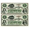 Image 1 : Argentina, Banco Oxandaburu y Garbino. 1869. Uncut Sheet of 2 Remainder Banknotes.