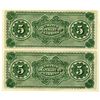 Image 2 : Argentina, Banco Oxandaburu y Garbino. 1869. Uncut Sheet of 2 Remainder Banknotes.