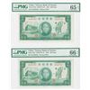 Image 1 : Bank of Taiwan, 1947, 100 Yuan Sequential High Grade Banknote Pair.