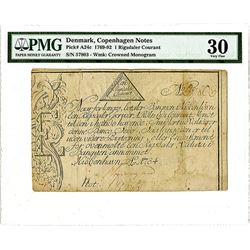 Denmark, Copenhagen Notes, 1784 Issued Banknote.