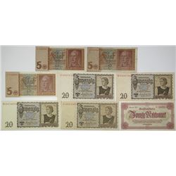 Deutsche Reichsbank. 1939-1945. Lot of 8 Issued Notes.