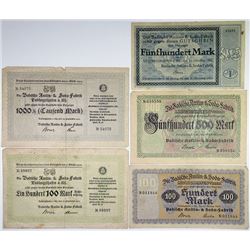 Germany. Badische Anilin & Soda = Fabrik, BASF, Group of 5 Notgeld Issues, 1922