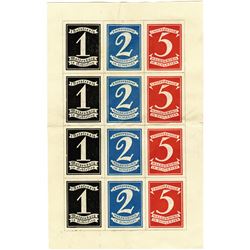 Germany. Waldenburg in Schlesien. ND (1916-1918). Uncut Sheet of Fractional Notgeld.