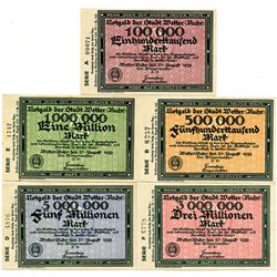 Germany. Wetter (Ruhr) Group of 4 Issued Notgeld, 1923