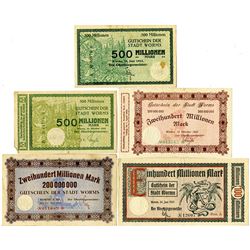 Germany. Worms, 1923 Group of Notgeld