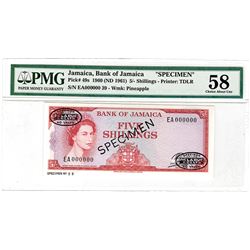 Bank of Jamaica. 1960 (ND 1961). Specimen Banknote.