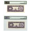 Image 2 : Banco Central de Venezuela. 1956-1960. Pair of Issued 10 Bolivares Banknotes.