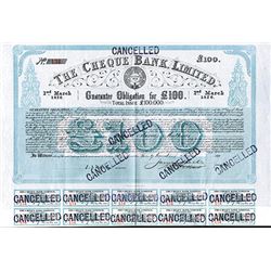 Cheque Bank Ltd. 1876 I/C Bond.