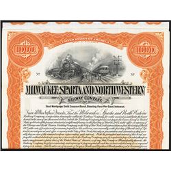 Wisconsin, 1912, Vertical $1000, 4%  1st mortgage gold coupon bond specimen with coupons, orange bor