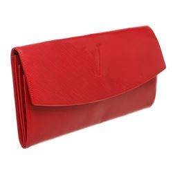 Louis Vuitton Red Leather Opera Mycenes Clutch Bag