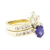 Image 1 : 1.73 ctw Sapphire And Diamond Ring And Band - 14KT Yellow Gold