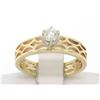 Image 1 : Estate 14k Solid Yellow Gold Solitaire Diamond Ring with Pierced Open Work Look